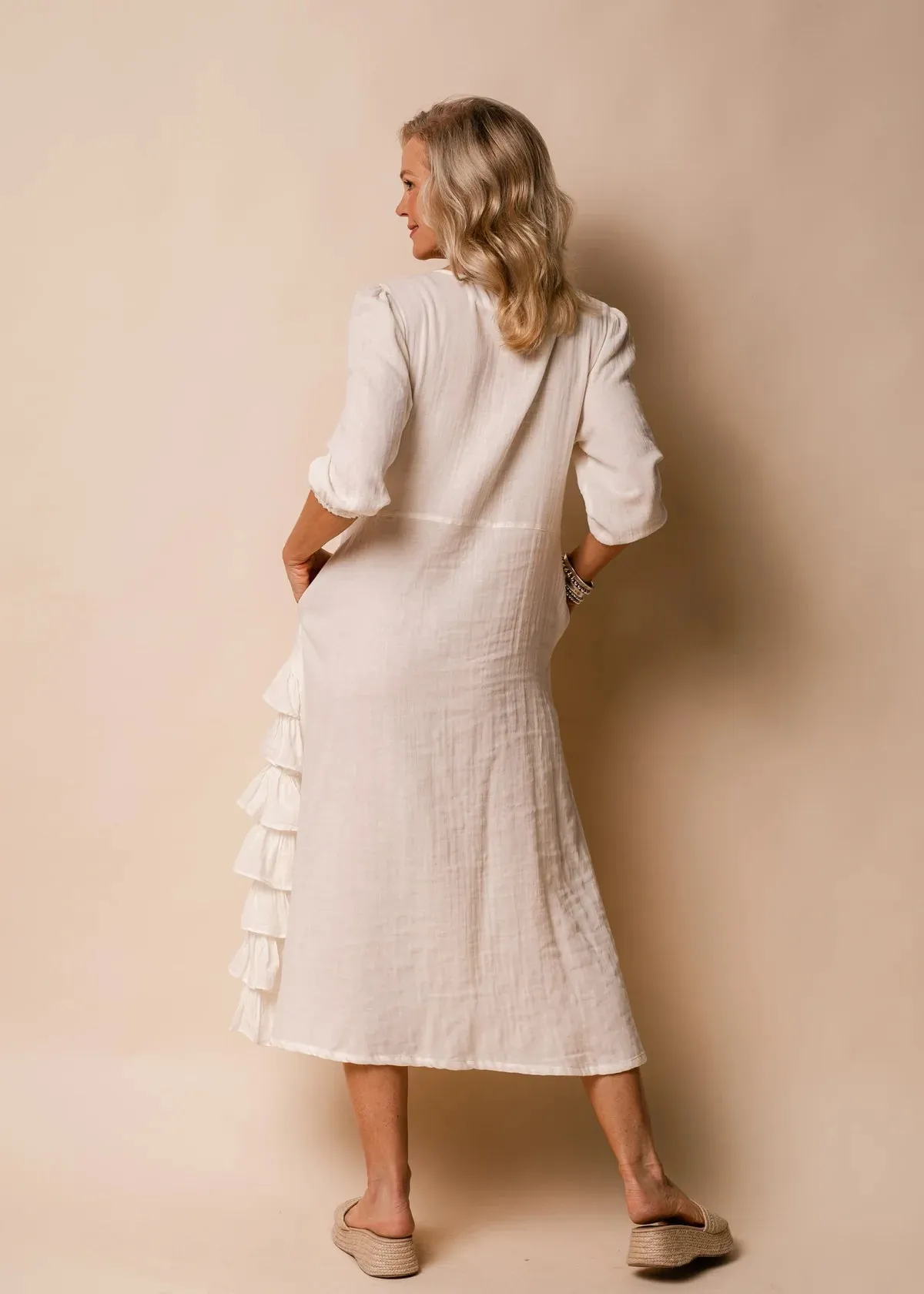 Stone Cotton Dress - Cream