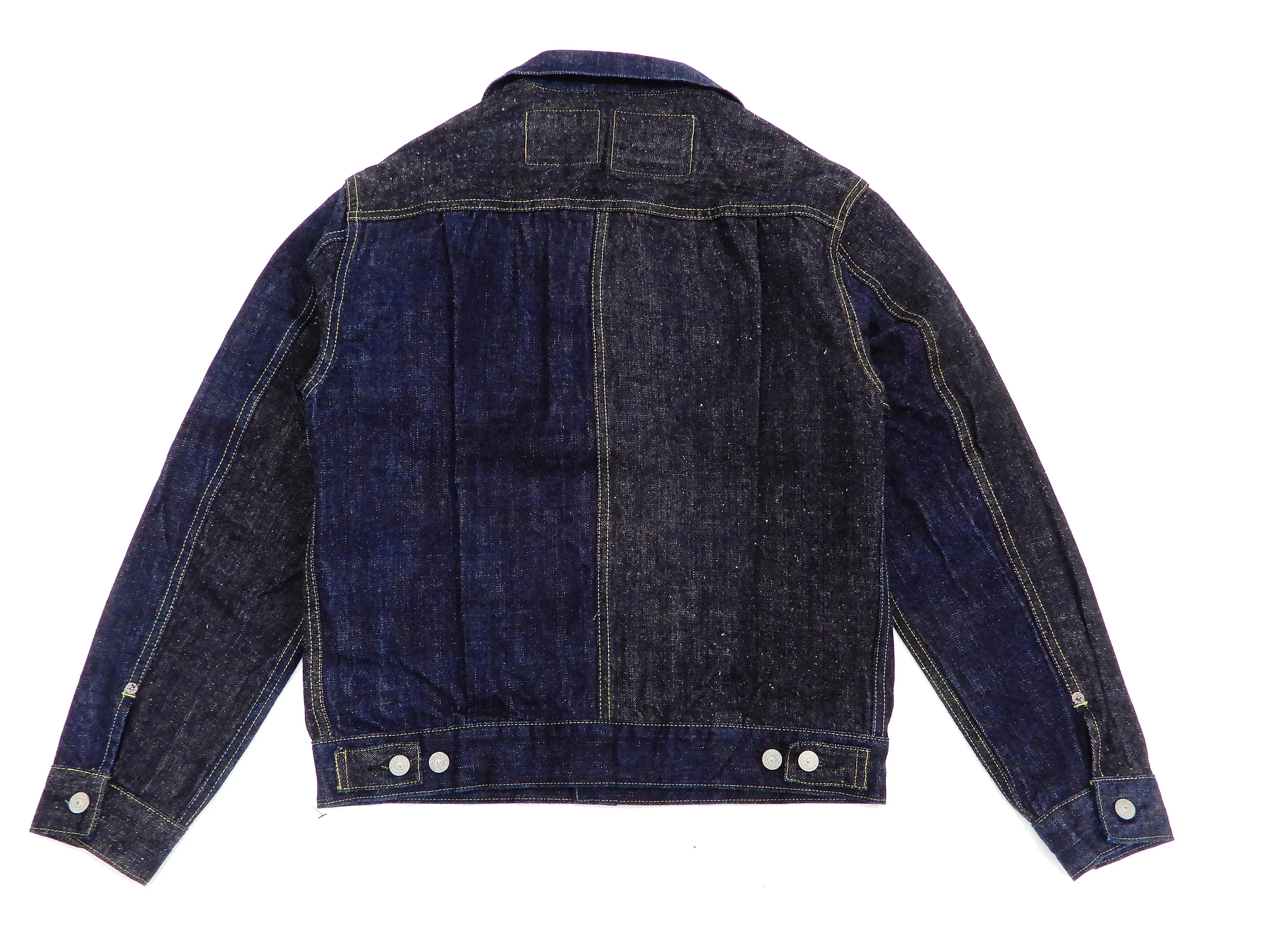 Sugar Cane Jacket Men's Mixed Denim Panel Colour Block Jean Jacket SC10701 One-Wash