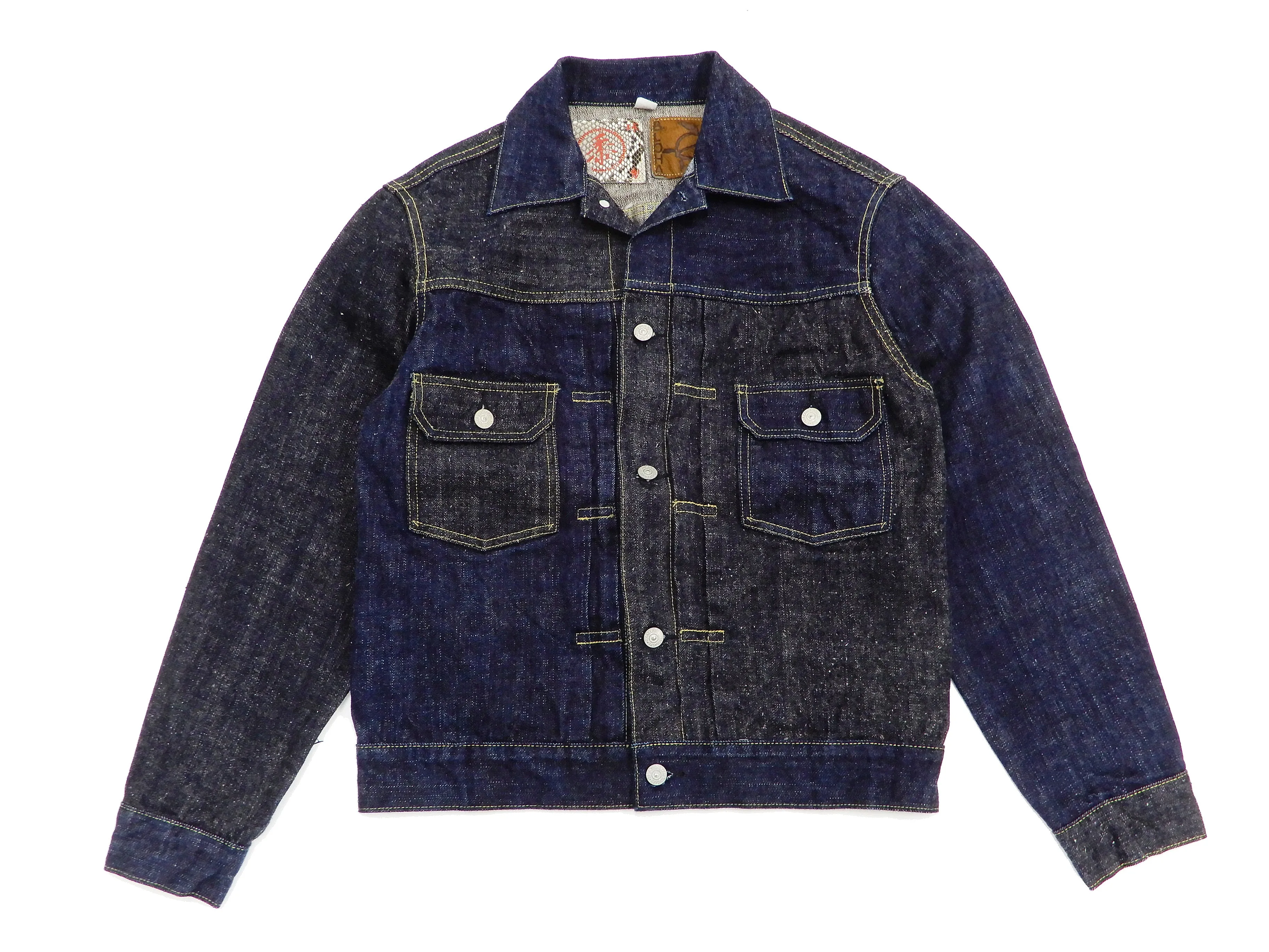 Sugar Cane Jacket Men's Mixed Denim Panel Colour Block Jean Jacket SC10701 One-Wash