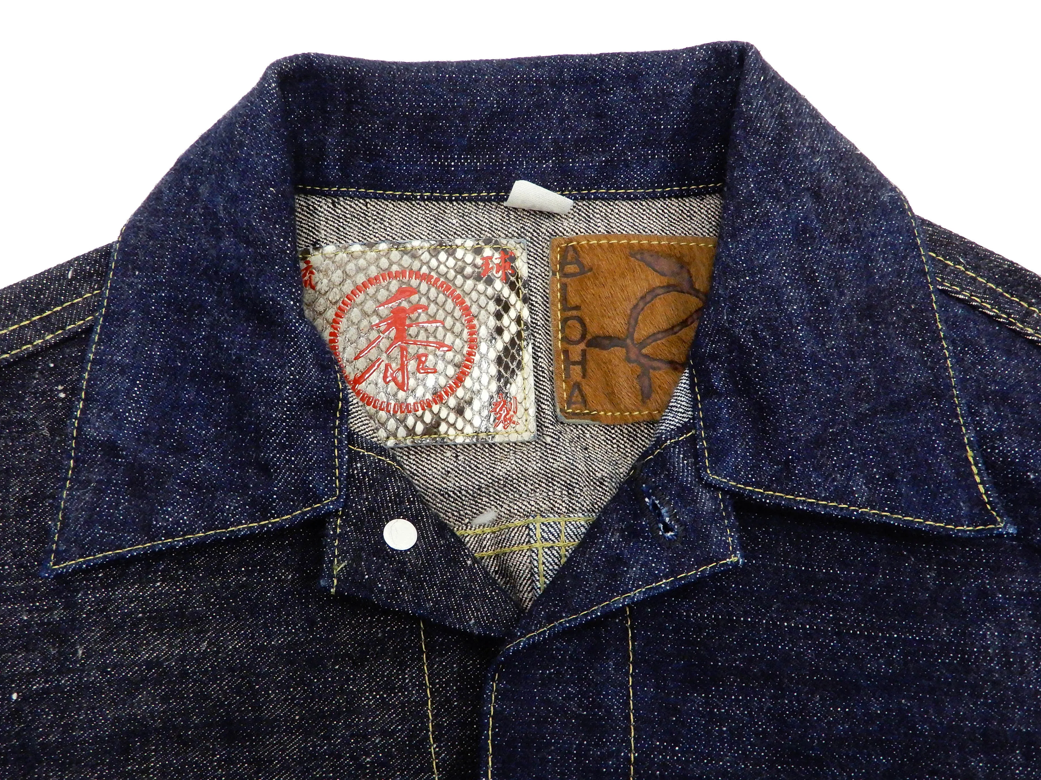 Sugar Cane Jacket Men's Mixed Denim Panel Colour Block Jean Jacket SC10701 One-Wash