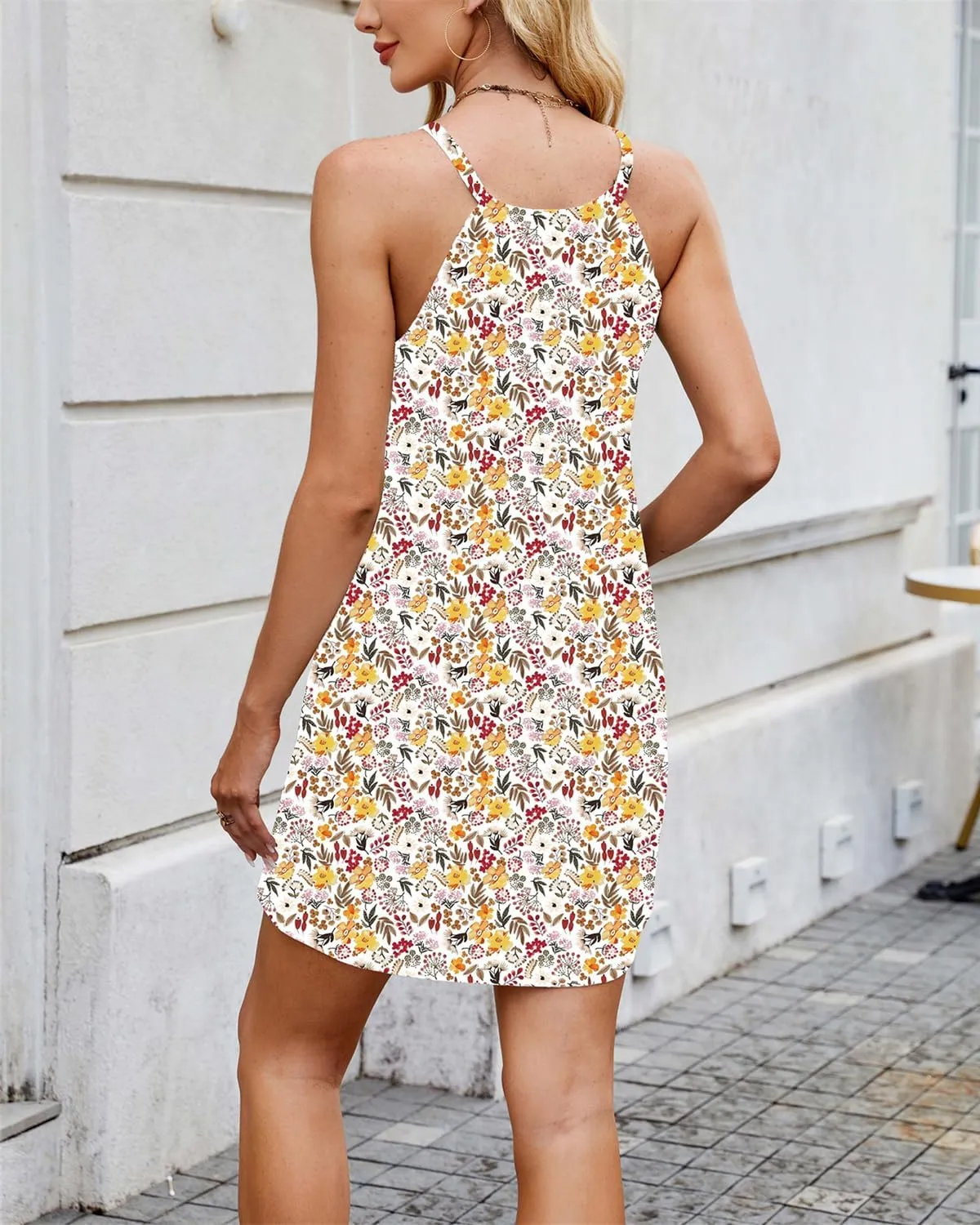 Summer Dresses for Women 2025 Beach Sundresses Sleeveless Casual Loose Tank Dresses Halter Coverup Dress