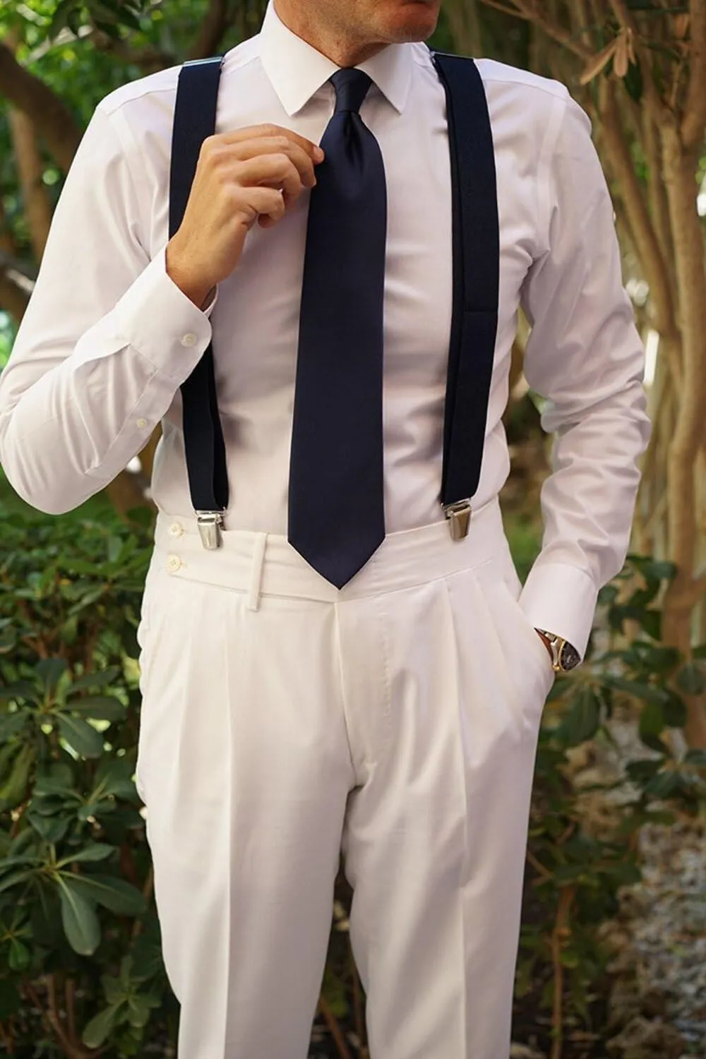 Suspender Braces - Classic Elastic Mens Dress Suspenders w/Adjustable Straps - Luxury Clip On Suspenders for Men