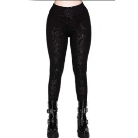 Telepathic Leggings | Black on Black Print Wide Waistband Stretchy Soft