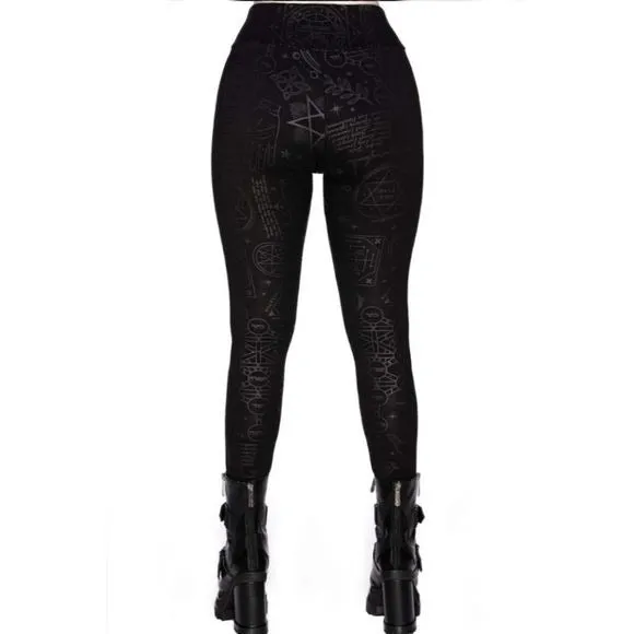 Telepathic Leggings | Black on Black Print Wide Waistband Stretchy Soft