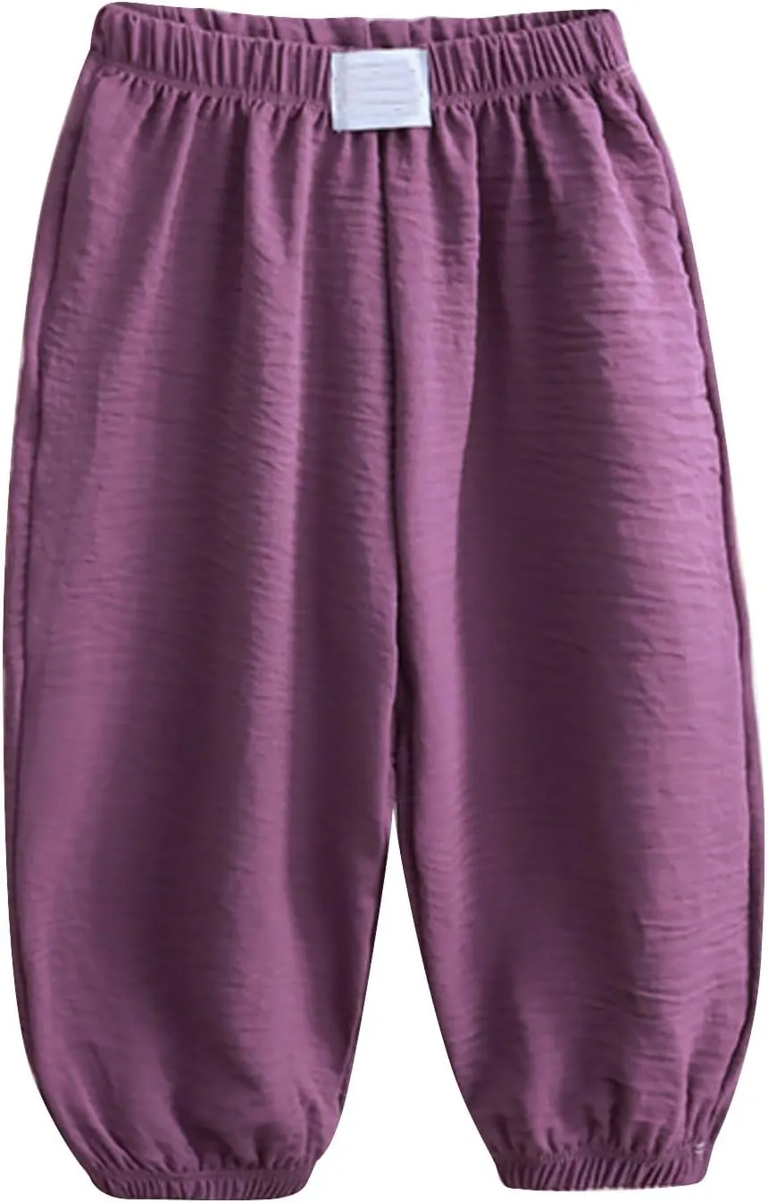 Toddler Boys Elastic Waist Baggy Sweatpants Kids Girls Breathable Comfy Aesthetic Joggers Plain Loose Athletic