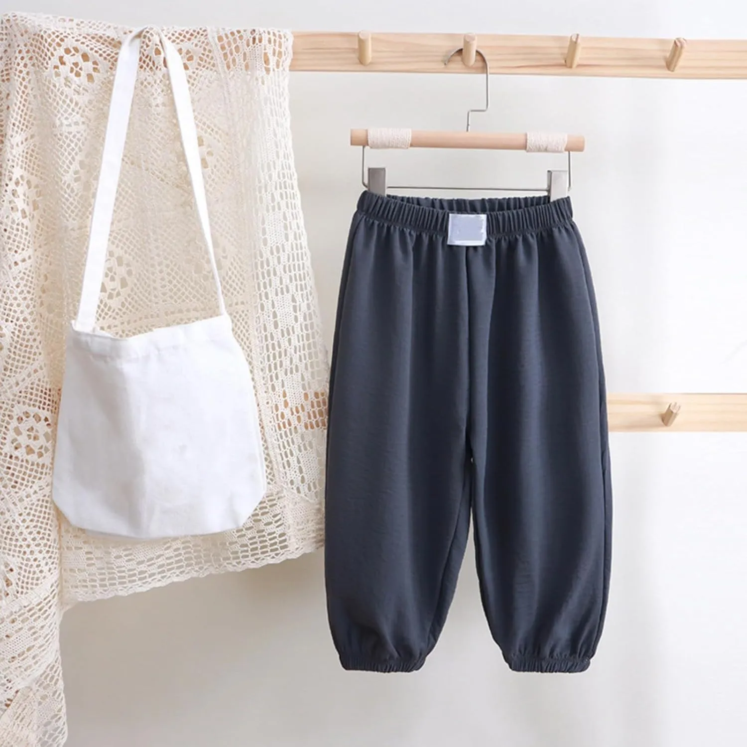 Toddler Boys Elastic Waist Baggy Sweatpants Kids Girls Breathable Comfy Aesthetic Joggers Plain Loose Athletic