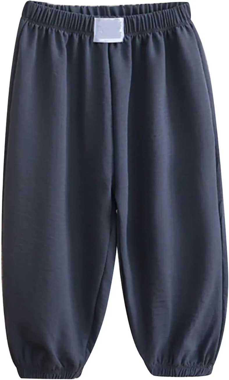 Toddler Boys Elastic Waist Baggy Sweatpants Kids Girls Breathable Comfy Aesthetic Joggers Plain Loose Athletic