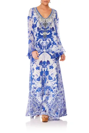 V-NECK A-LINE BLOUSE THE FAN SEA