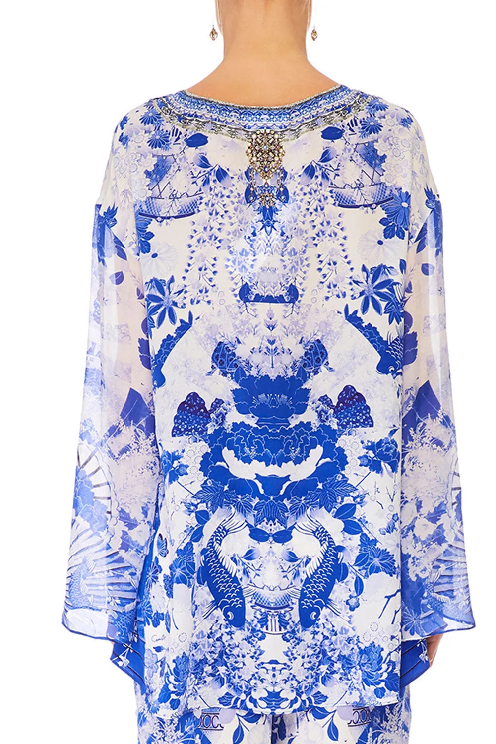 V-NECK A-LINE BLOUSE THE FAN SEA