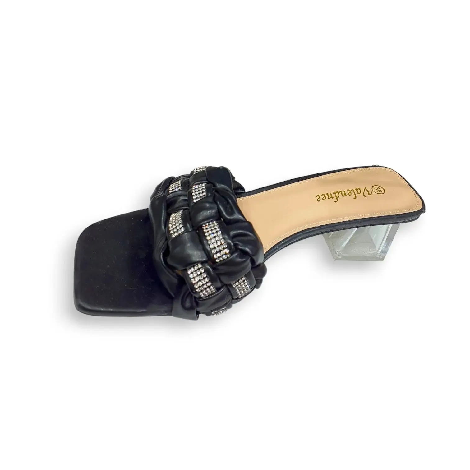 Valendnee Women's Rhinestone Braided Slide Sandal