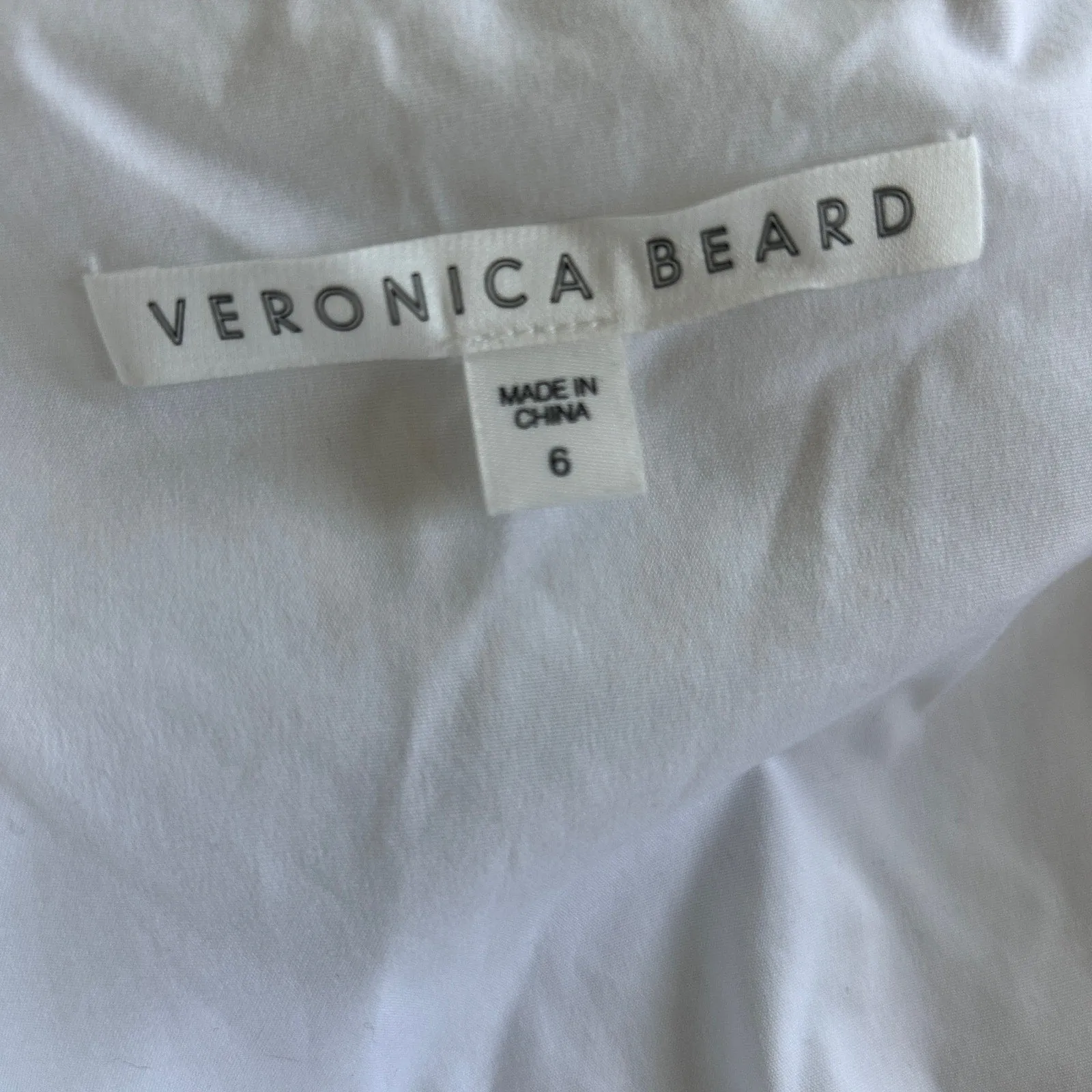 Veronica Beard White Cap Sleeve Ruched Ruffle Bottom Shirt Dress Womens Size 6