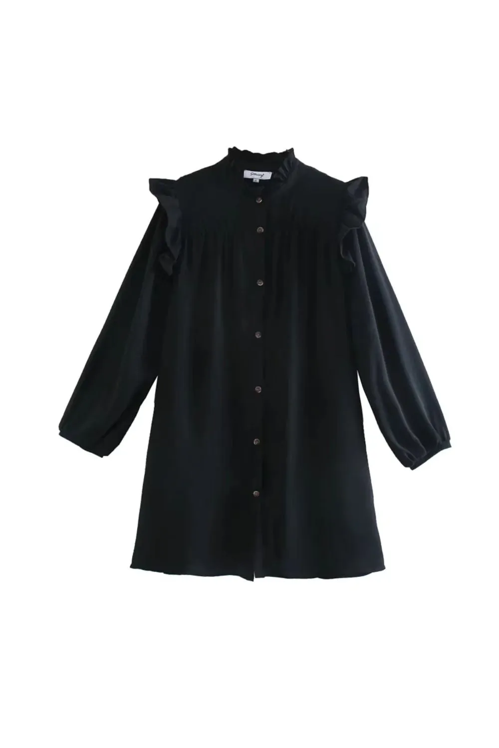 'Vicky ' Ruffled Long-Sleeve Relaxed Dress