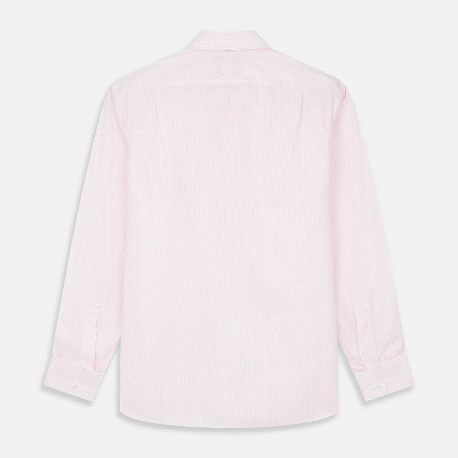 White and Pink Wide Stripe Shirt with Double Cuffs