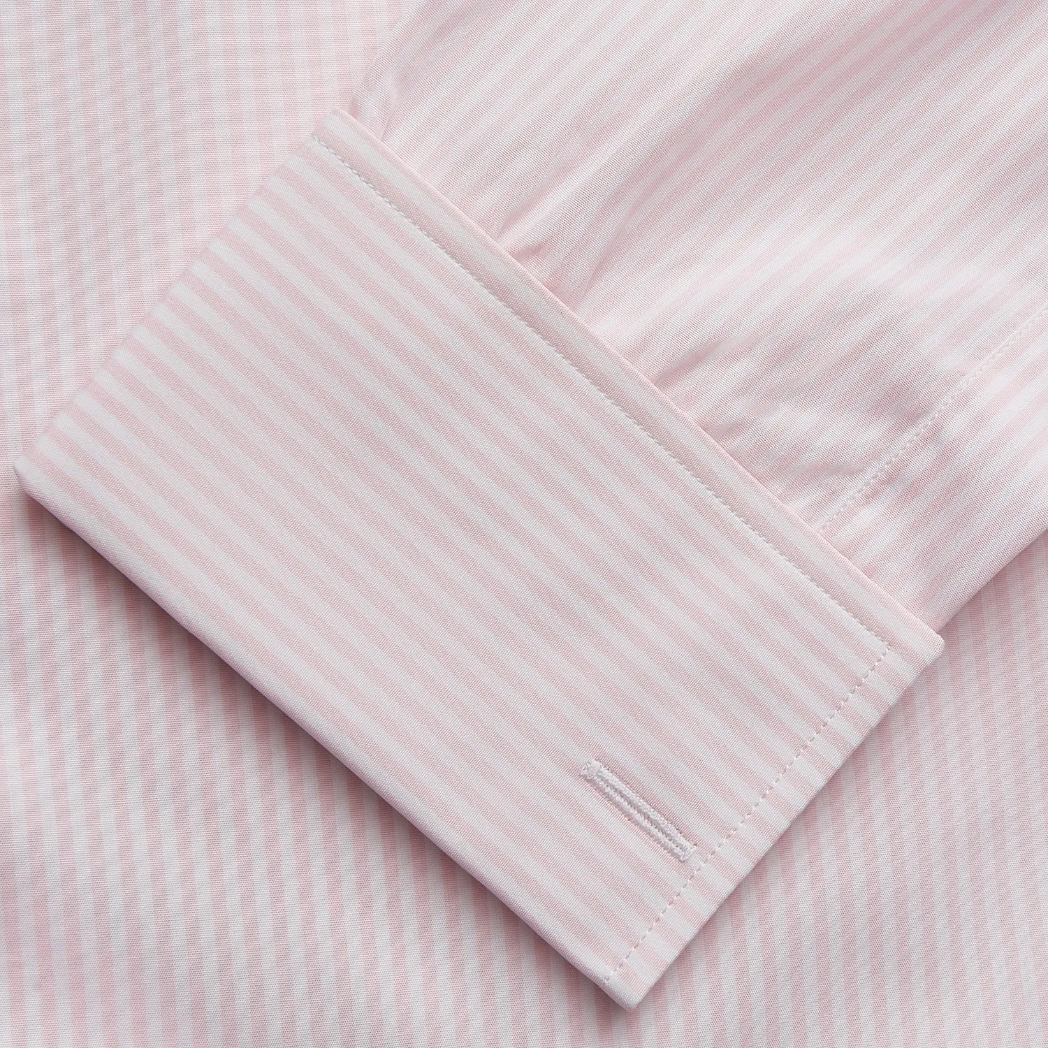 White and Pink Wide Stripe Shirt with Double Cuffs