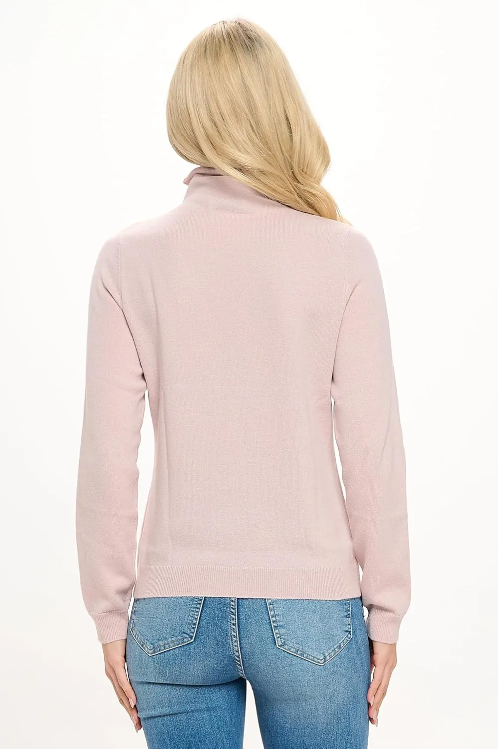 Women's 100% Cashmere Soft Long Sleeve Mock Neck Sweater