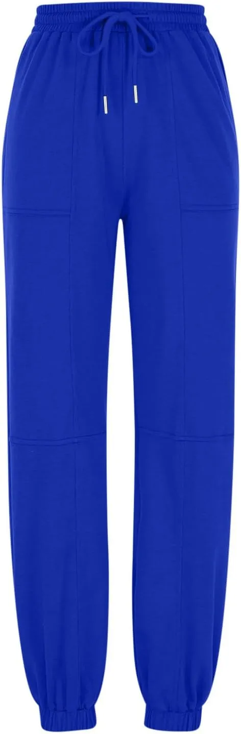 Women's Casual Baggy Sweatpants 2024 Fashion Drawstring Solid Joggers Warm Fleece Lined Loose Trousers with Pockets