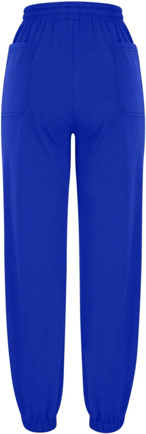 Women's Casual Baggy Sweatpants 2024 Fashion Drawstring Solid Joggers Warm Fleece Lined Loose Trousers with Pockets