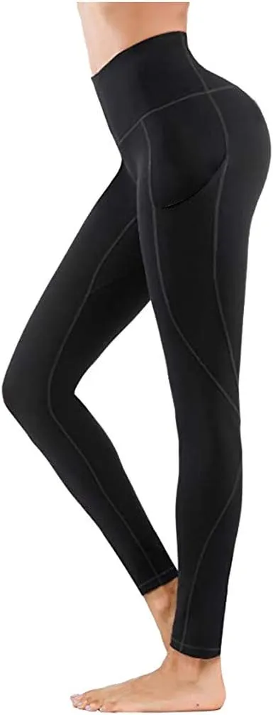 Women's Leggings with Pockets High Waist Athletic Pants Super Soft Stretchy Leggings Tummy Control Butt Lifting Pants