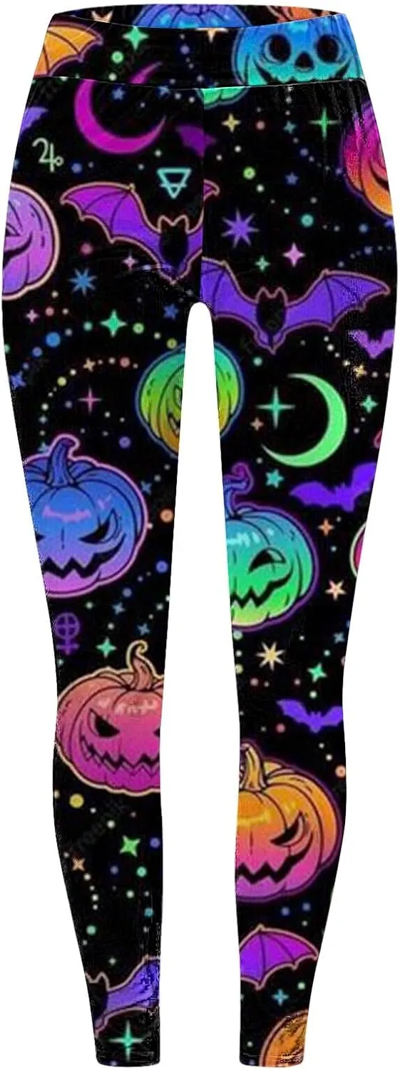 Women's Sugar Halloween Leggings Halloween Print Collection High Waist Women Leggings Printed Halloween Stretchy