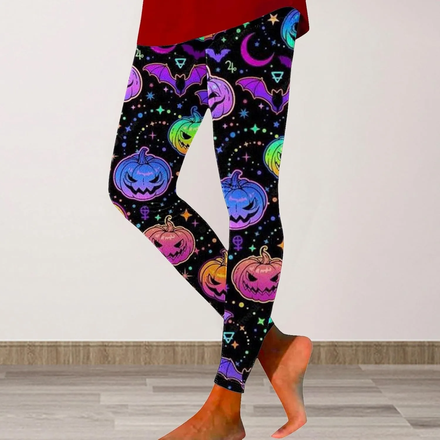 Women's Sugar Halloween Leggings Halloween Print Collection High Waist Women Leggings Printed Halloween Stretchy