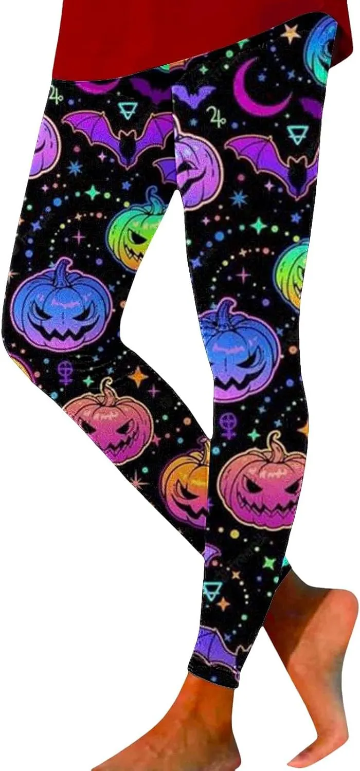 Women's Sugar Halloween Leggings Halloween Print Collection High Waist Women Leggings Printed Halloween Stretchy
