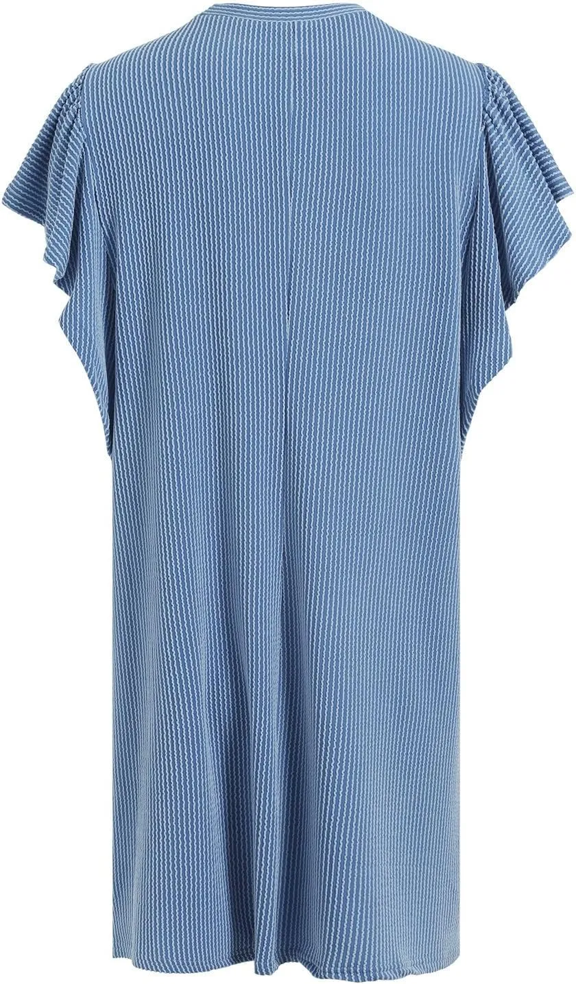 Womens Summer Dresses Fashion 2025 Crewneck Solid Casual Short Sleeve Spring Mini Dress Beach Vacation Dresses