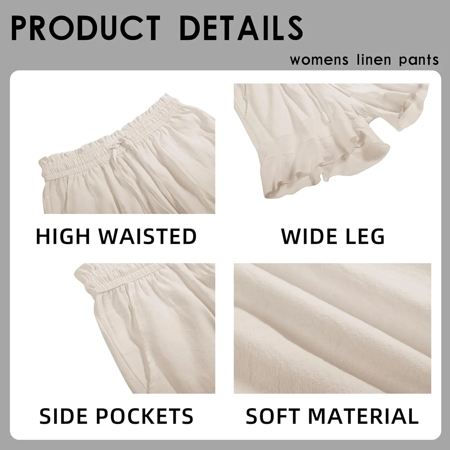 Womens Summer Linen Shorts Wide Leg High Waisted Ruffle Draswtring Beach Flowy Shorts with Pockets