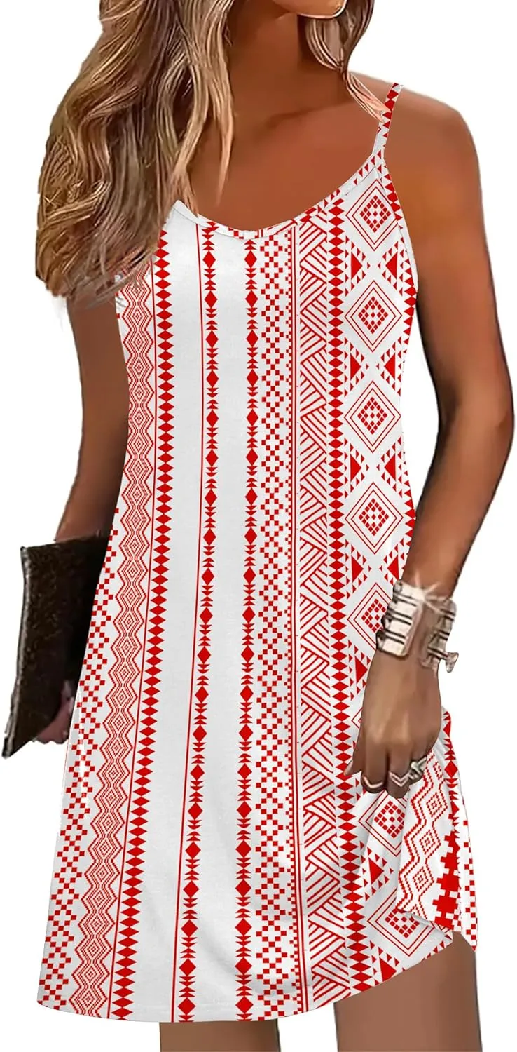 Zeagoo Women's Sleeveless Boho Beach Dress Floral Mini Sundress