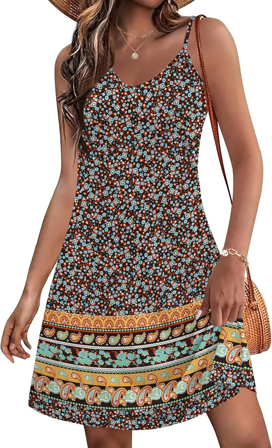 Zeagoo Women's Sleeveless Boho Beach Dress Floral Mini Sundress