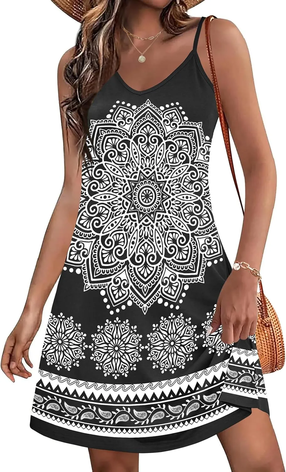 Zeagoo Women's Sleeveless Boho Beach Dress Floral Mini Sundress